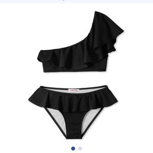 Stella Cove Black Ruffled One-Shoulder Bikini